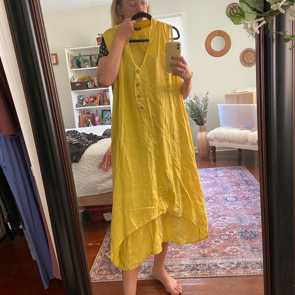 Yellow Linen Dress from Italian Street Market